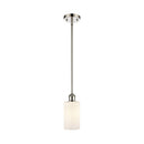 Clymer Mini Pendant shown in the Polished Nickel finish with a Matte White shade