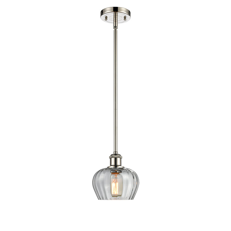 Fenton Mini Pendant shown in the Polished Nickel finish with a Clear shade