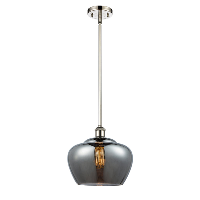 Fenton Mini Pendant shown in the Polished Nickel finish with a Plated Smoke shade