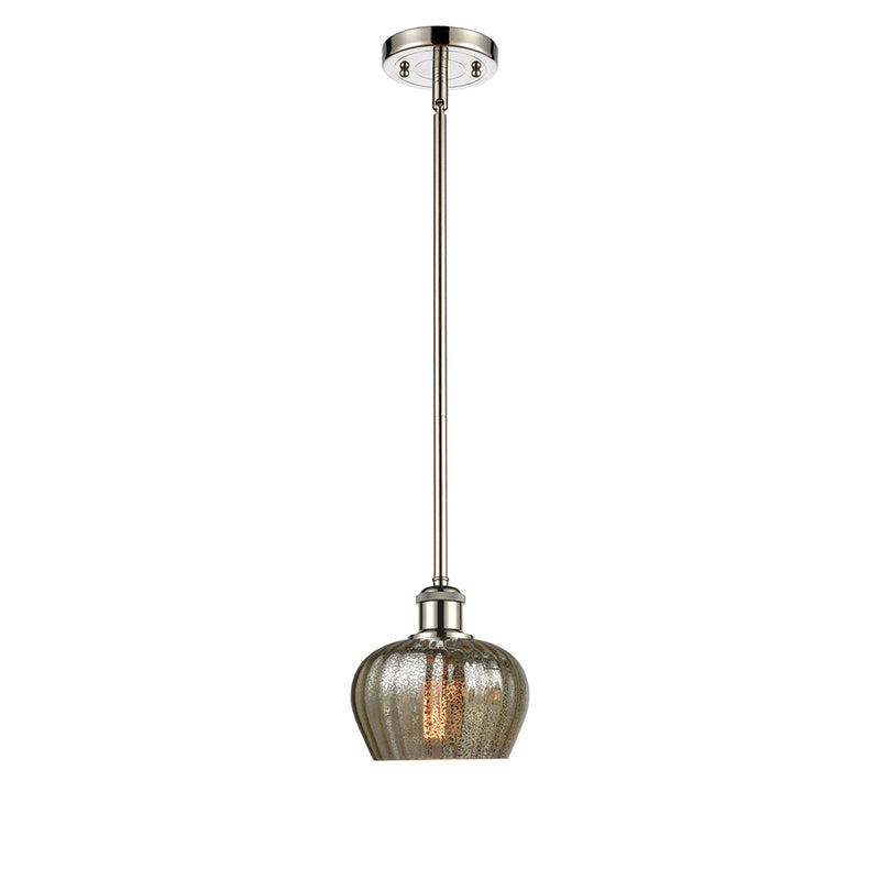 Fenton Mini Pendant shown in the Polished Nickel finish with a Mercury shade