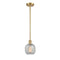 Belfast Mini Pendant shown in the Satin Gold finish with a Clear Crackle shade