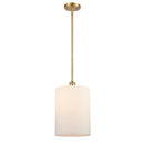 Cobbleskill Mini Pendant shown in the Satin Gold finish with a Matte White shade