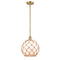 Farmhouse Rope Mini Pendant shown in the Satin Gold finish with a White Glass with Brown Rope shade