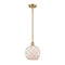 Farmhouse Rope Mini Pendant shown in the Satin Gold finish with a White Glass with White Rope shade