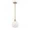 Athens Mini Pendant shown in the Satin Gold finish with a Matte White shade