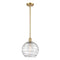 Deco Swirl Mini Pendant shown in the Satin Gold finish with a Clear shade