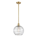 Deco Swirl Mini Pendant shown in the Satin Gold finish with a Clear shade