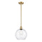 Athens Mini Pendant shown in the Satin Gold finish with a Clear shade