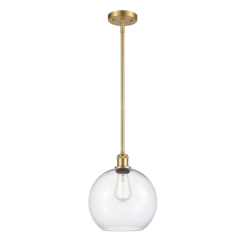 Athens Mini Pendant shown in the Satin Gold finish with a Clear shade