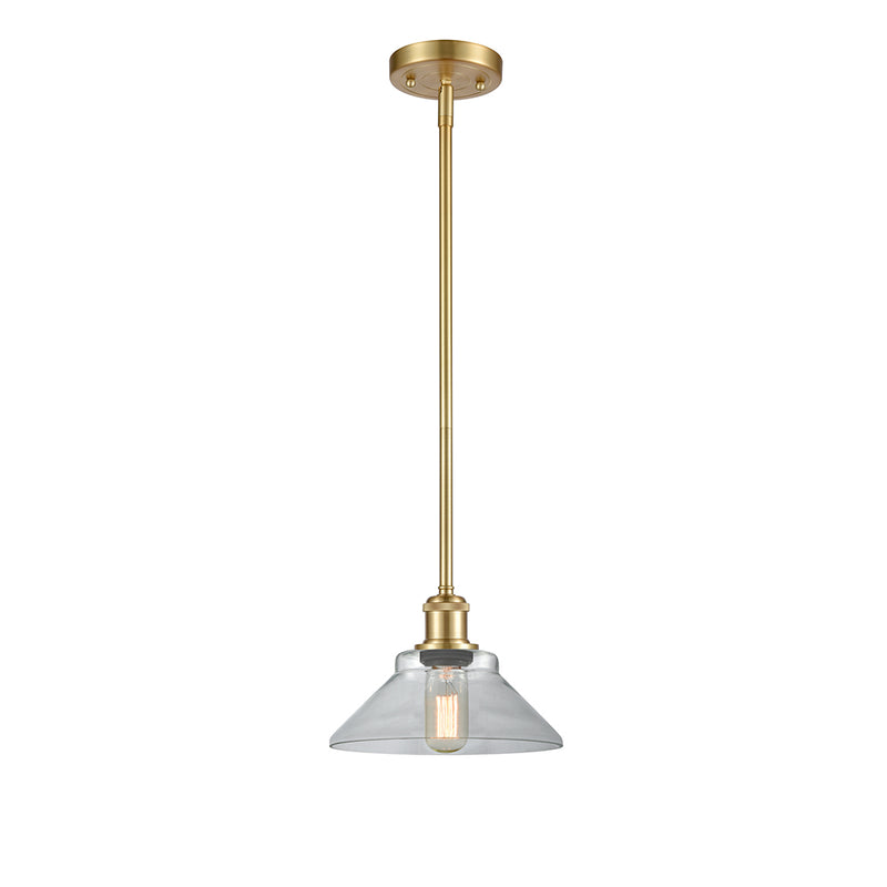 Orwell Mini Pendant shown in the Satin Gold finish with a Clear shade