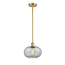 Gorham Mini Pendant shown in the Satin Gold finish with a Charcoal shade