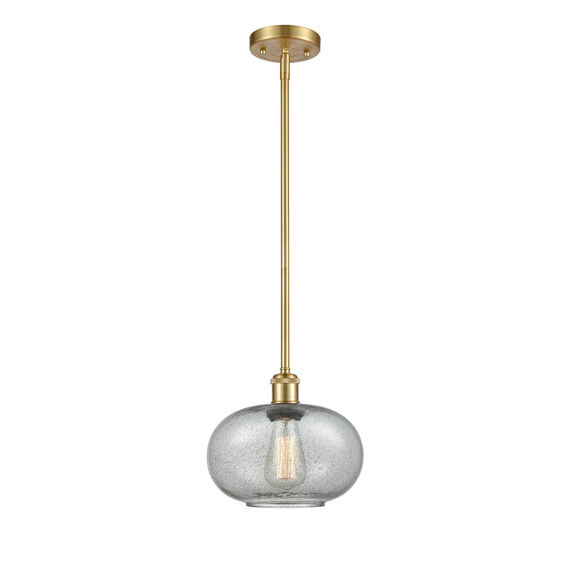 Gorham Mini Pendant shown in the Satin Gold finish with a Charcoal shade