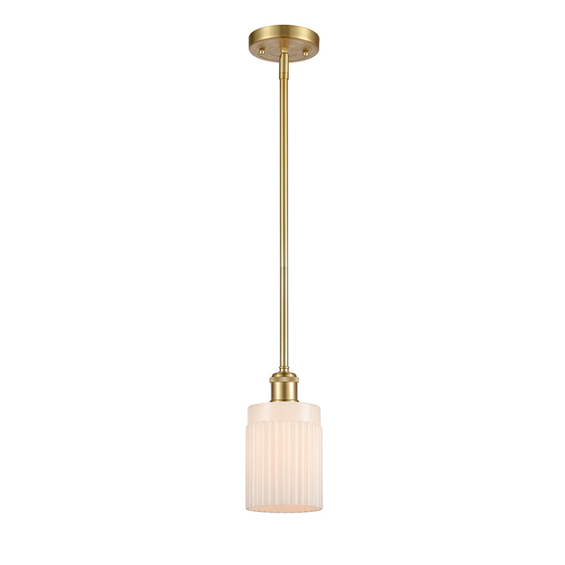 Hadley Mini Pendant shown in the Satin Gold finish with a Matte White shade