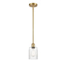 Hadley Mini Pendant shown in the Satin Gold finish with a Clear shade