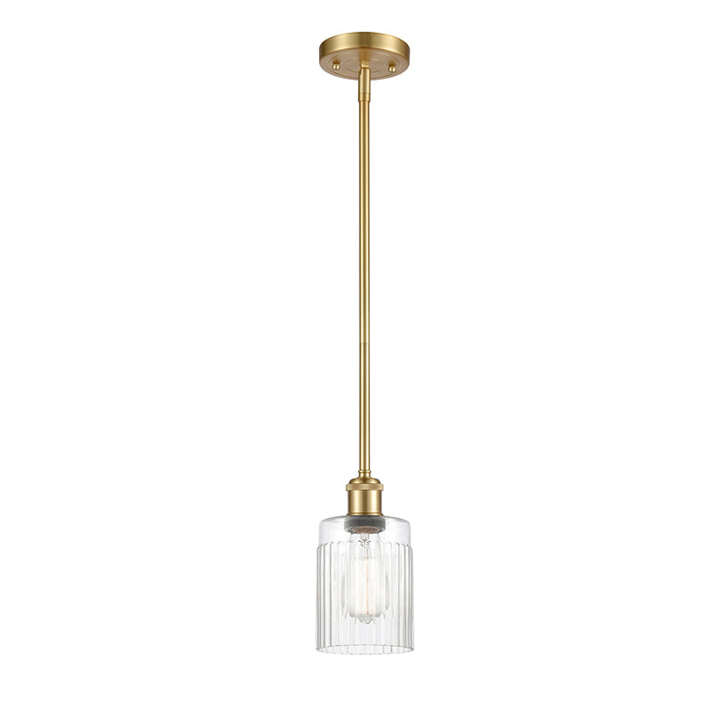 Hadley Mini Pendant shown in the Satin Gold finish with a Clear shade