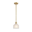 Dayton Mini Pendant shown in the Satin Gold finish with a White shade