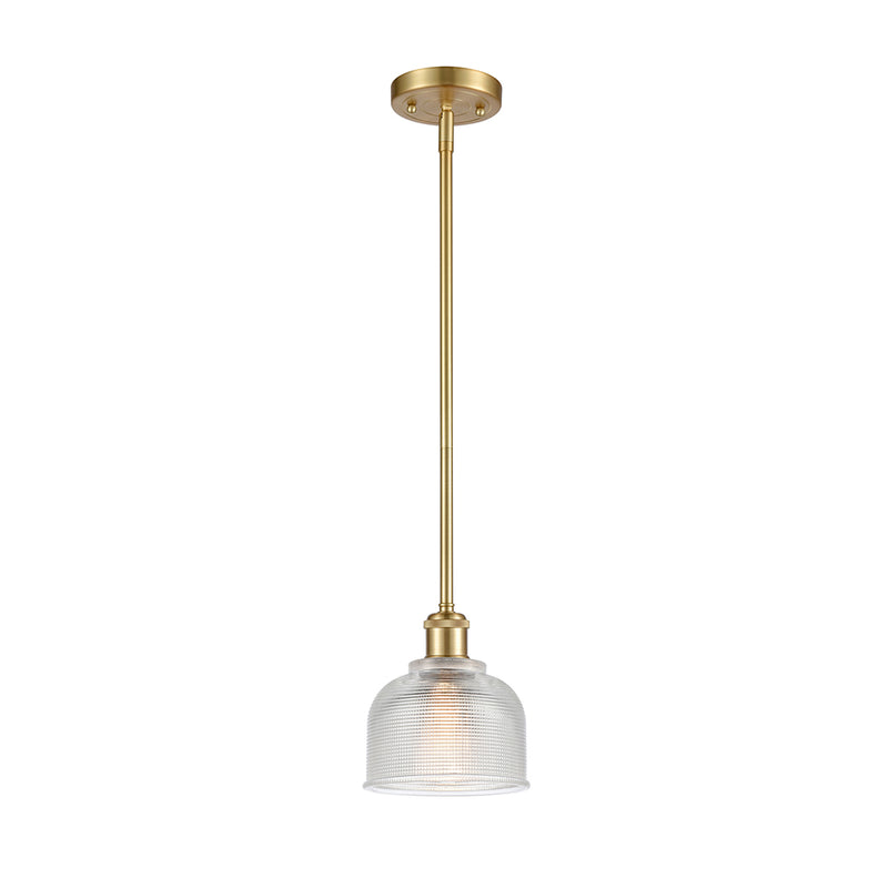 Dayton Mini Pendant shown in the Satin Gold finish with a Clear shade