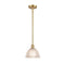 Arietta Mini Pendant shown in the Satin Gold finish with a Clear shade