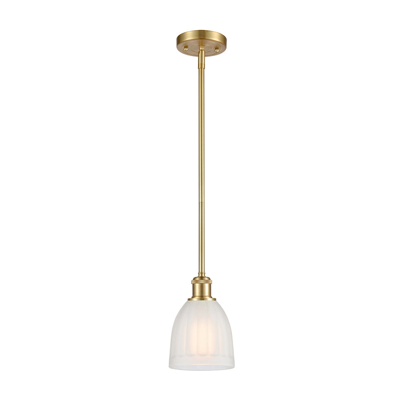 Brookfield Mini Pendant shown in the Satin Gold finish with a White shade