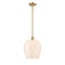 Norfolk Mini Pendant shown in the Satin Gold finish with a Matte White shade