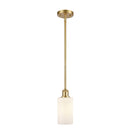 Clymer Mini Pendant shown in the Satin Gold finish with a Matte White shade