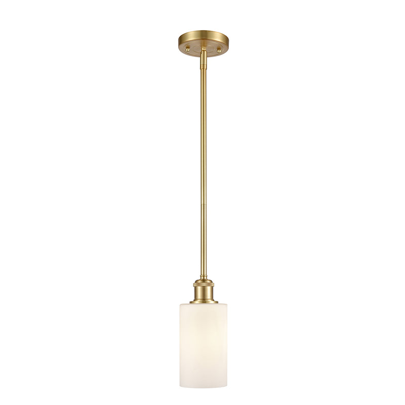 Clymer Mini Pendant shown in the Satin Gold finish with a Matte White shade