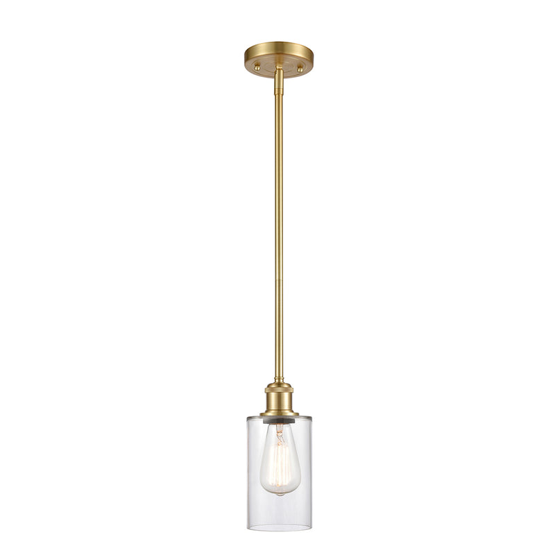 Clymer Mini Pendant shown in the Satin Gold finish with a Clear shade