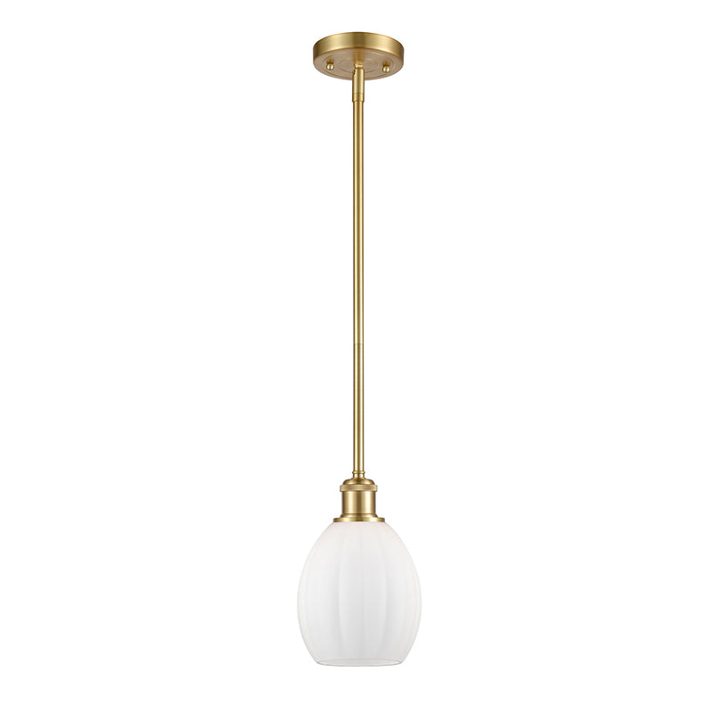 Eaton Mini Pendant shown in the Satin Gold finish with a Matte White shade