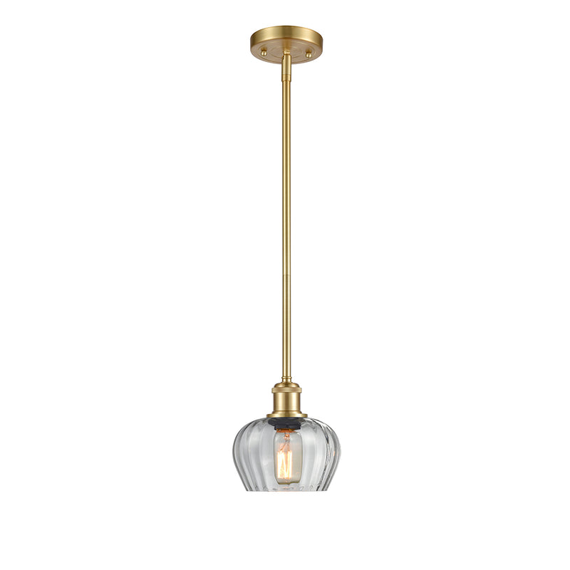 Fenton Mini Pendant shown in the Satin Gold finish with a Clear shade