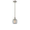 Belfast Mini Pendant shown in the Brushed Satin Nickel finish with a Clear Crackle shade