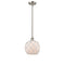 Farmhouse Rope Mini Pendant shown in the Brushed Satin Nickel finish with a White Glass with White Rope shade