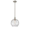 Deco Swirl Mini Pendant shown in the Brushed Satin Nickel finish with a Clear shade