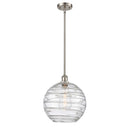 Deco Swirl Mini Pendant shown in the Brushed Satin Nickel finish with a Clear shade