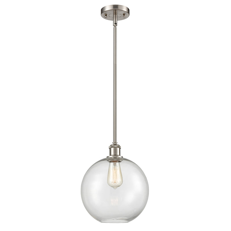 Athens Mini Pendant shown in the Brushed Satin Nickel finish with a Clear shade