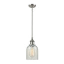 Caledonia Mini Pendant shown in the Brushed Satin Nickel finish with a Mouchette shade