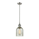 Caledonia Mini Pendant shown in the Brushed Satin Nickel finish with a Mica shade