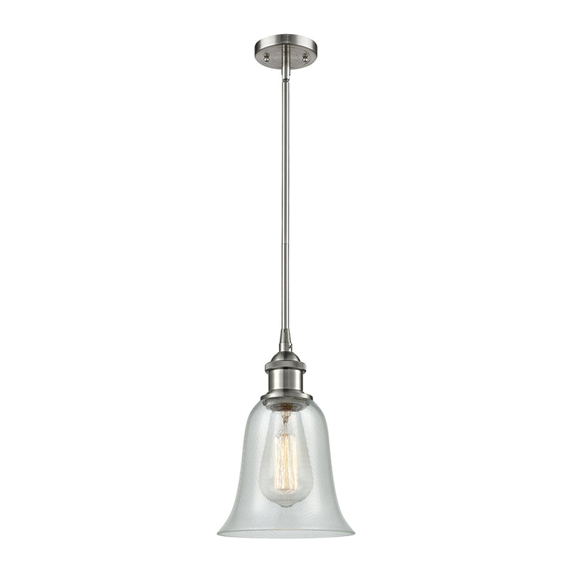 Hanover Mini Pendant shown in the Brushed Satin Nickel finish with a Fishnet shade