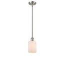 Hadley Mini Pendant shown in the Brushed Satin Nickel finish with a Matte White shade