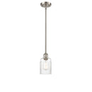 Hadley Mini Pendant shown in the Brushed Satin Nickel finish with a Clear shade