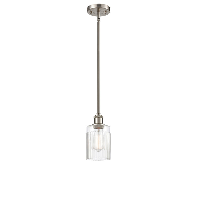 Hadley Mini Pendant shown in the Brushed Satin Nickel finish with a Clear shade