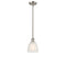 Castile Mini Pendant shown in the Brushed Satin Nickel finish with a White shade