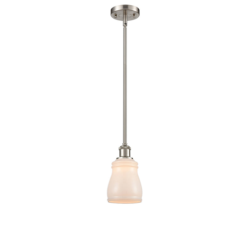 Ellery Mini Pendant shown in the Brushed Satin Nickel finish with a White shade