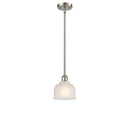 Dayton Mini Pendant shown in the Brushed Satin Nickel finish with a White shade