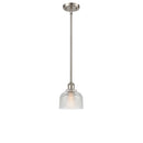 Dayton Mini Pendant shown in the Brushed Satin Nickel finish with a Clear shade