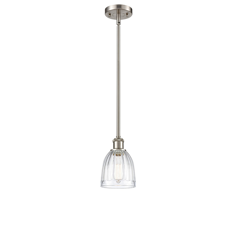 Brookfield Mini Pendant shown in the Brushed Satin Nickel finish with a Clear shade