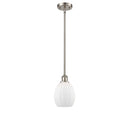 Eaton Mini Pendant shown in the Brushed Satin Nickel finish with a Matte White shade