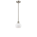 Fenton Mini Pendant shown in the Brushed Satin Nickel finish with a Matte White shade