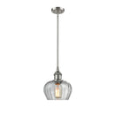 Fenton Mini Pendant shown in the Brushed Satin Nickel finish with a Clear shade