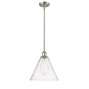 Ballston Cone Mini Pendant shown in the Brushed Satin Nickel finish with a Seedy shade