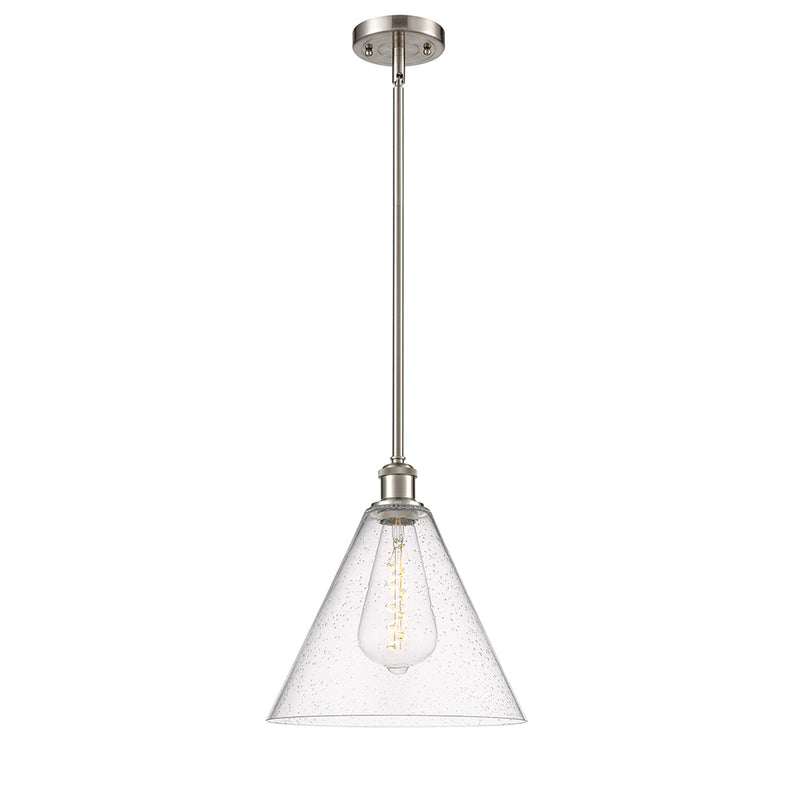 Ballston Cone Mini Pendant shown in the Brushed Satin Nickel finish with a Seedy shade